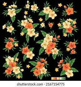 Tropical flower vector illustration material collection,
