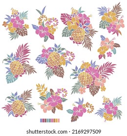 Tropical flower vector illustration material collection,