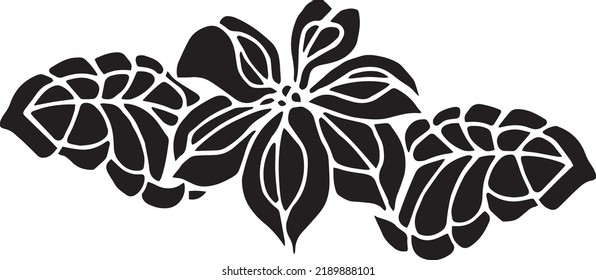 Tropical flower Vector Stencil, black and white