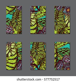Tropical Flowers Background. Vector Cards, Notes and Banners with Exotic Flowers and Leaf.