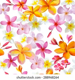Tropical Flowers Background - Vintage Seamless Pattern - in vector