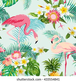 Tropical Flowers Background Summer Design Vector Stock Vector (Royalty ...