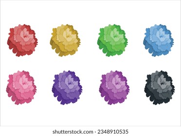 Tropical flowers collection. Flowers with clipping path. Spring flowers colorful vector set isolated in white background. Collection of daisy and sunflowers with various colors for spring season. 2308