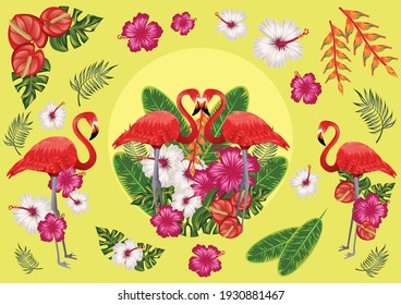 flores tropicales elemento vectorial arte selva silvestre