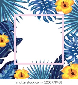 Tropical flowers frame