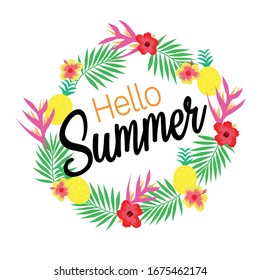 Tropical Flowers, Hello Summer, Art Illustration