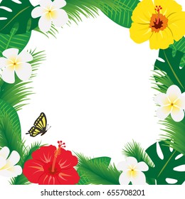 Tropical Flowers Leaf Frames Stock Vector (Royalty Free) 655708201 ...