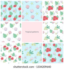 tropical flowers and leaves