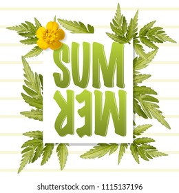 Tropical Flowers and Leaves Background. Summer Design. Vector. T-shirt Fashion Graphic. Exotic.