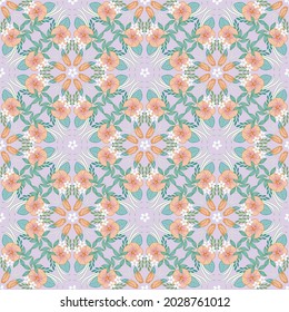Tropical flowers and leaves ornament seamless pattern