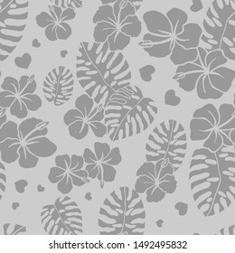 tropical flowers, leaves. seamless pattern. eps 10 vector illustration. hand drawing