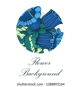 tropical flowers and leaves, vector illustration, hand drawing circle
