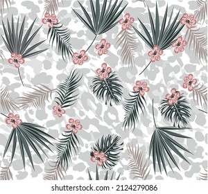 tropical flowers leopar pattern flowers