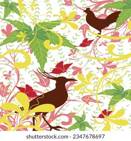 tropical flowers and multi color background
