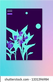 Tropical flowers and neon gradient background, minimal template design