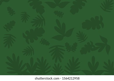 Tropical flowers and palm sheets exotic on green background, print ecological vector illustration for text