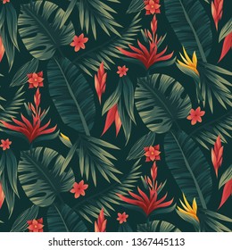 Tropical flowers pattern