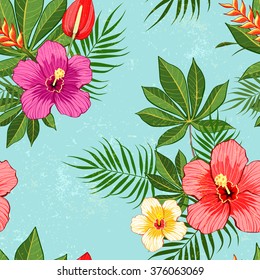 Tropical flowers pattern