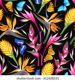 Tropical flowers seamless