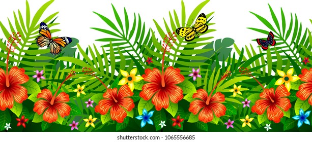 tropical flowers seamless pattern