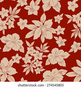 Tropical flowers seamless pattern