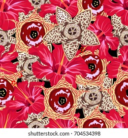 tropical flowers. seamless pattern