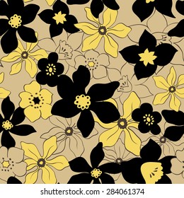 Tropical flowers seamless pattern design
