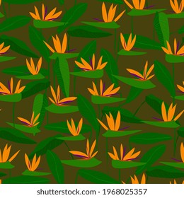 tropische Blumen nahtloses Muster. Exotischer floraler Hintergrund. Handzeichnung, Doodle-Stil.