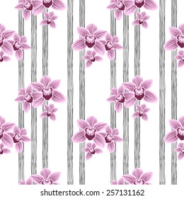 tropical flowers seamless pattern, orchids 
