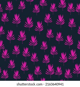 Tropical flowers seamless pattern. Tropical palm leaves wallpaper. Botanical floral background. Exotic plant backdrop. Design for fabric, textile, wrapping, cover. Jungle leaf vector illustration