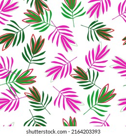 Tropical flowers seamless pattern. Tropical palm leaves wallpaper. Botanical floral background. Exotic plant backdrop. Design for fabric, textile, wrapping, cover. Jungle leaf vector illustration