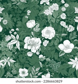 Tropical flowers Seamless Vector pattern