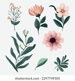 tropical Flowers set vector illustration