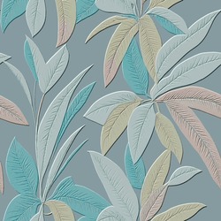 Tropical Flowers Textured 3d Seamless Pattern. Floral Embossed Leafy Background. Grunge Colorful Modern Backdrop. Line Art  Flowers, Leaves. Abstract Hand Drawn Surface Tropic Plants Ornaments. 