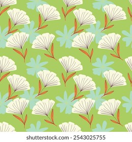 Tropical flowers vector pattern. Flowers seamless