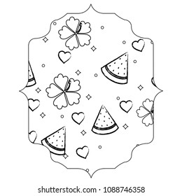 tropical flowers and watermelon pattern