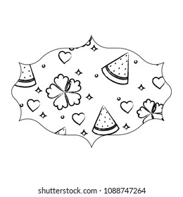 tropical flowers and watermelon pattern
