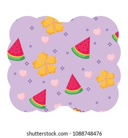 tropical flowers and watermelon pattern