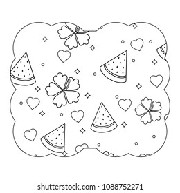 tropical flowers and watermelon pattern