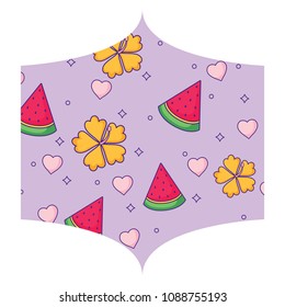 tropical flowers and watermelon pattern