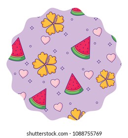 tropical flowers and watermelon pattern