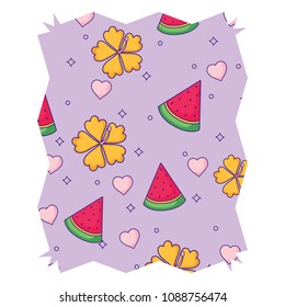 tropical flowers and watermelon pattern