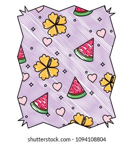 tropical flowers and watermelon pattern