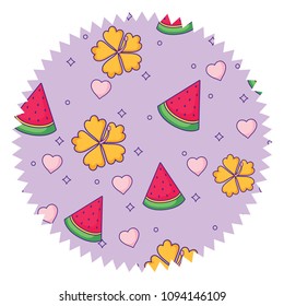tropical flowers and watermelon pattern