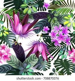 tropical flowers.Seamless pattern