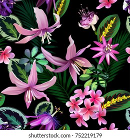 tropical flowers,seamless pattern