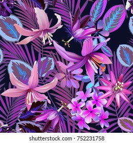 tropical flowers,seamless pattern