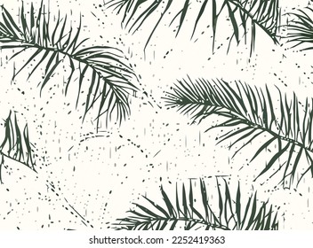 Vector tropical de fondo, elegante monastera tropical dibujada a mano y fondo artístico de la línea de hojas de palma, ilustración de diseño para la decoración, decoración de pared, tapicería, cubierta, banner, afiche, tarjeta.