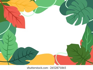 Tropical Foliage Composition with Abstract Shapes