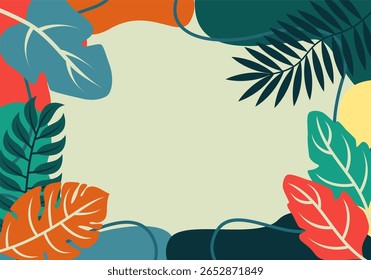 Tropical Foliage Composition with Colorful Leaves